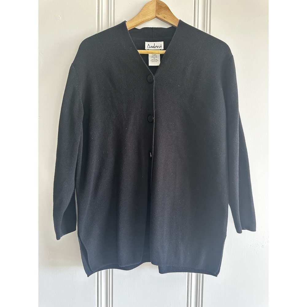 Minimalist Black Cotton Cardigan Women PM Lightweight Basic Layering